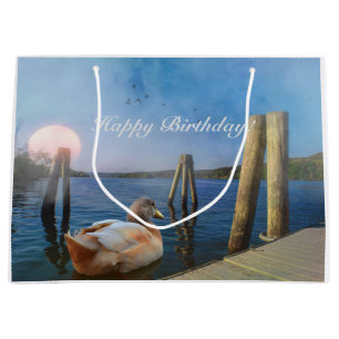Sunset Duck Happy Birthday Large Gift Bag