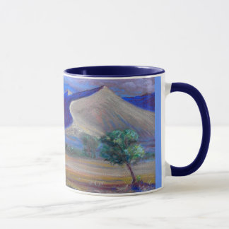 Sunset Dunes, Distant Mountains and Trees Card Mug