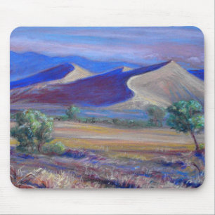 Sunset Dunes, Distant Mountains and Trees Mousepad