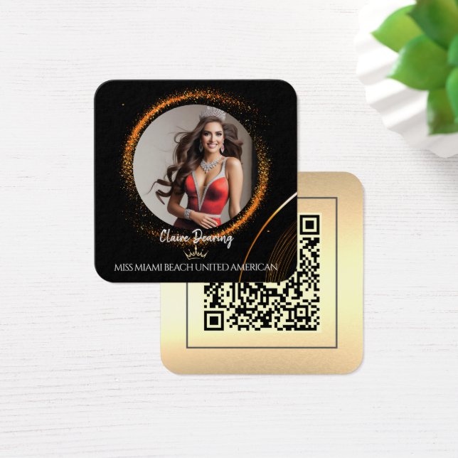 Sunset Dust QR Code Photo Profile Card (Desk)