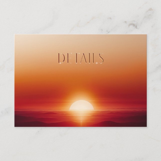 sunset elegant wedding details card (Front)