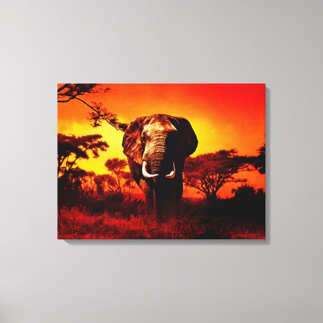 Sunset Elephant Canvas Print (Front)