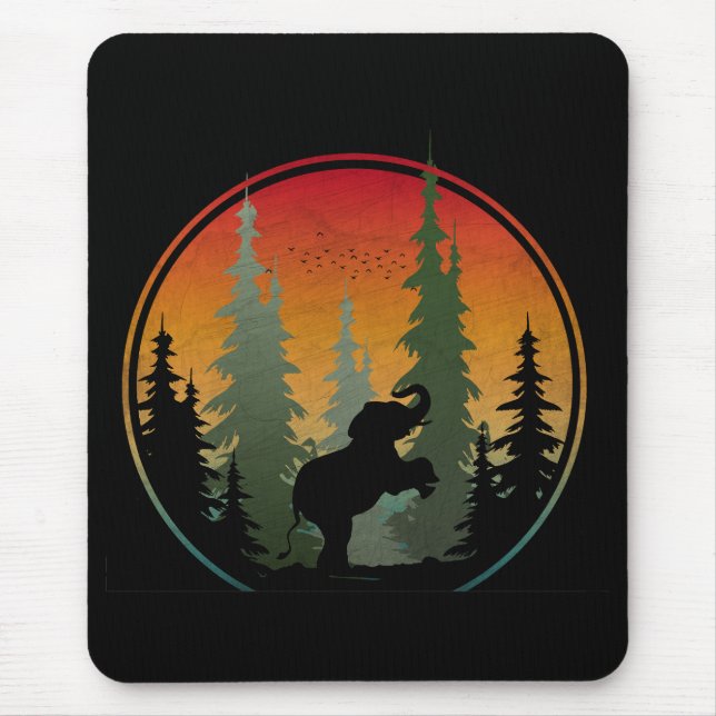 Sunset Elephant Nature Scenery Mouse Mat (Front)