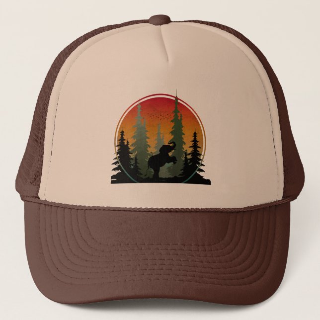 Sunset Elephant Nature Scenery Trucker Hat (Front)