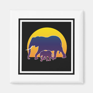 Sunset Elephants Magnet