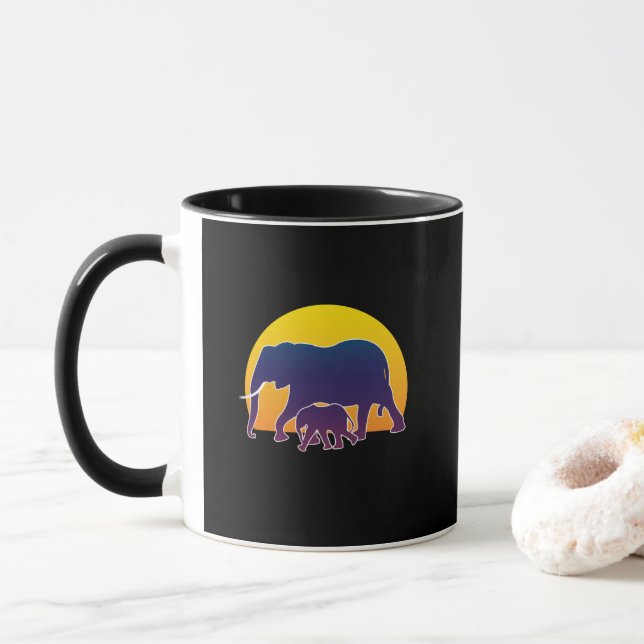 Sunset Elephants Mug (With Donut)