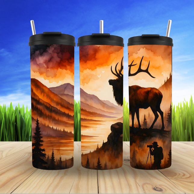 Sunset Elk, Mountain Majesty Thermal Tumbler (Creator Uploaded)