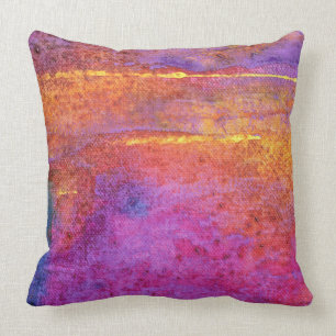 Sunset Emotion abstract lilac, mauve, and lemon Cushion
