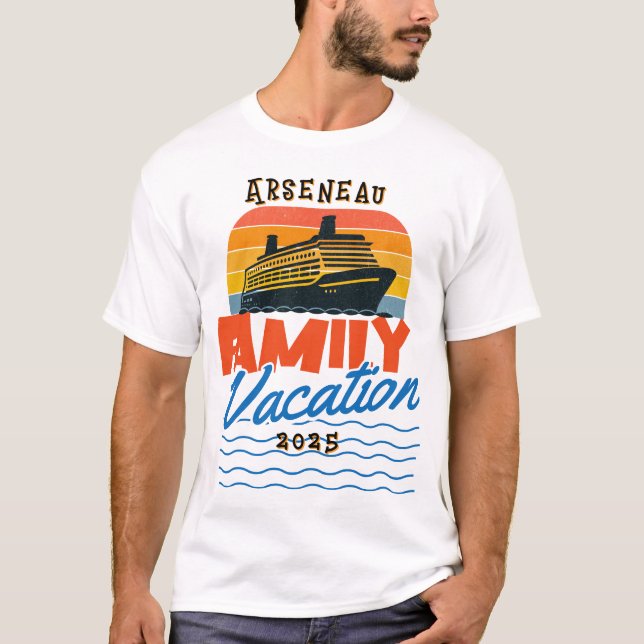 Sunset Family Cruise Orange  PERSONALIZE T-Shirt (Front)