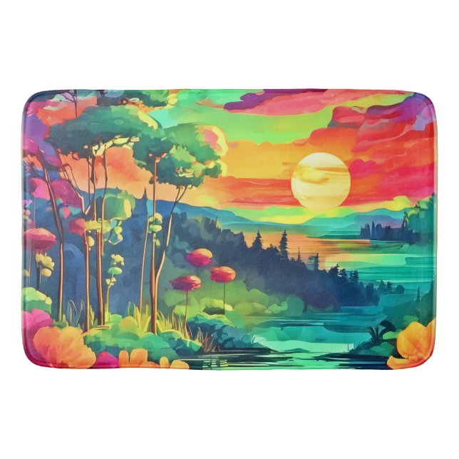 Sunset Fantasy Landscape Bath Mat (Front)