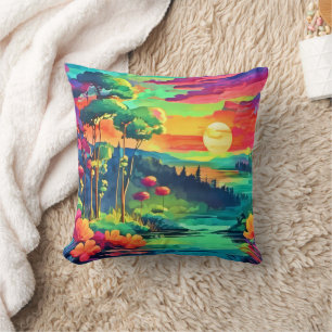 Sunset Fantasy Landscape Cushion