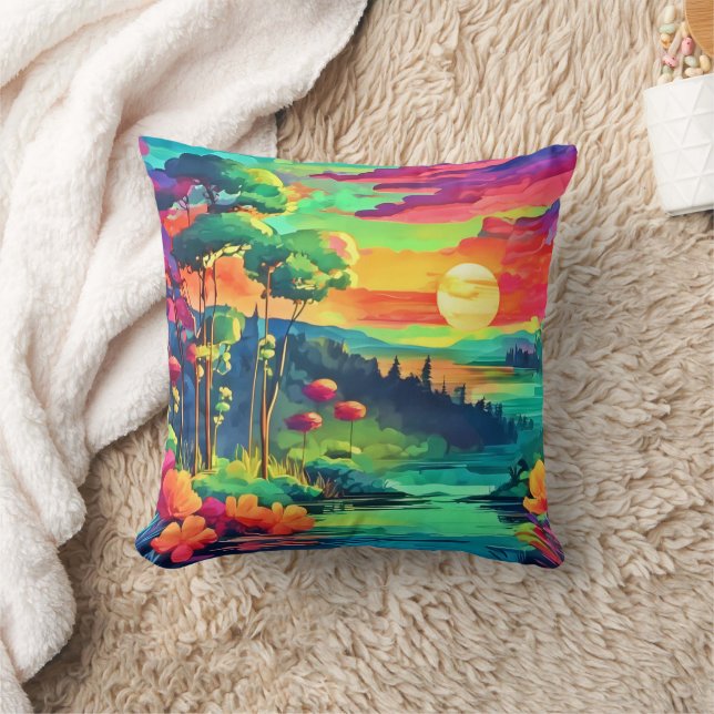 Sunset Fantasy Landscape Cushion (Blanket)