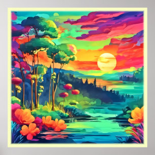 Sunset Fantasy Landscape Poster
