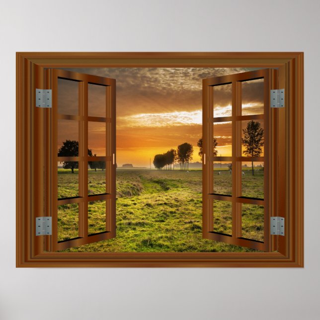 Sunset Farm Amazing Window View Poster (Front)