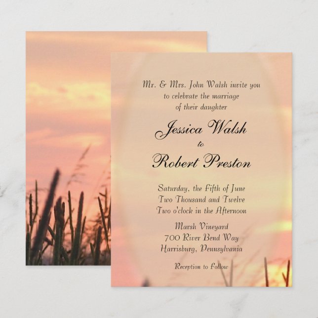 Sunset Field Wedding Invitation (Front/Back)