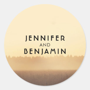 Sunset Fields Rustic Country Evening Wedding Classic Round Sticker