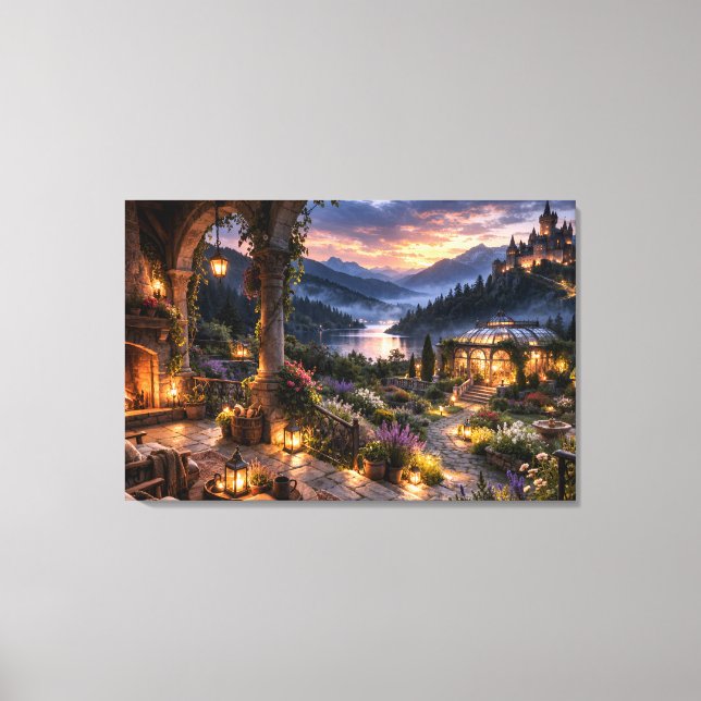 Sunset Fireside Terrace Wrapped Canvas (Front)