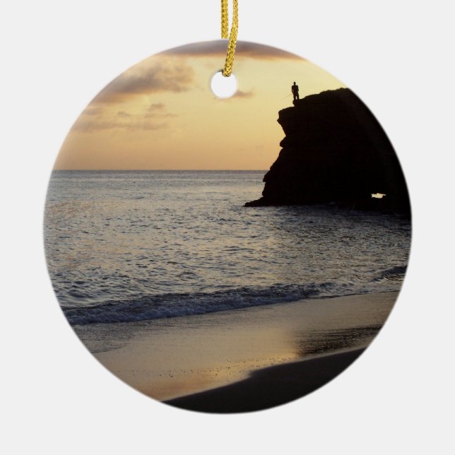 Sunset Fisherman Ornament (Front)