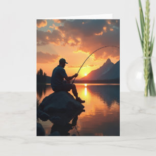 Sunset Fishing Birthday Card