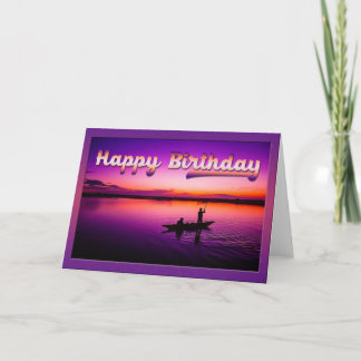 Sunset Fishing Birthday Greeting Card
