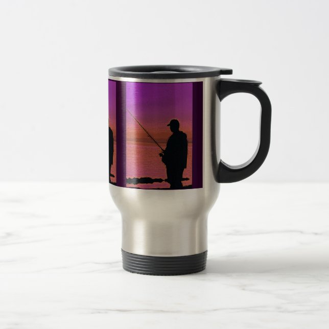 Sunset Fishing Digital Art Travel Mug (Right)