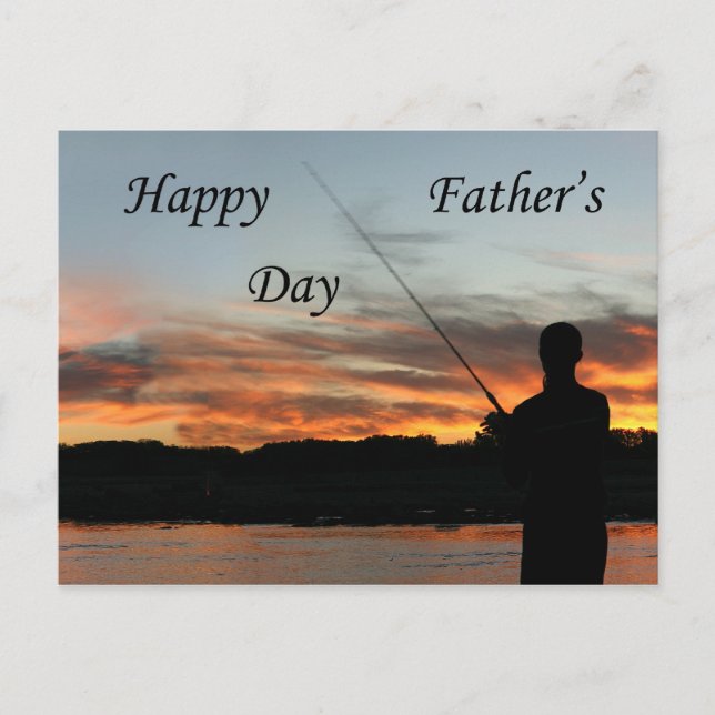 Sunset fishing Father's Day postcard (Front)