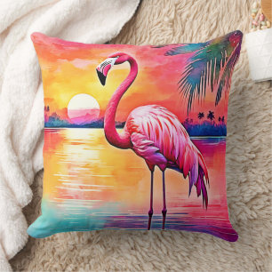 Sunset Flamingo Art Design Cushion