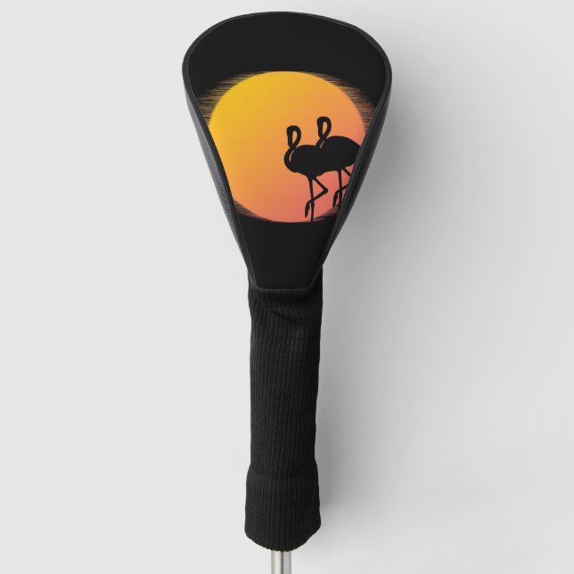 Sunset Flamingos Golf Head Cover (Front)