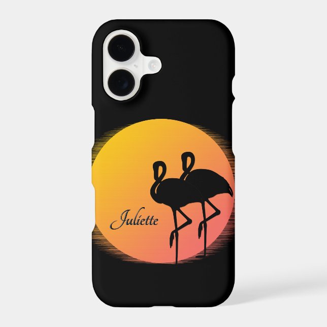 Sunset Flamingos Personal with Name (Back)