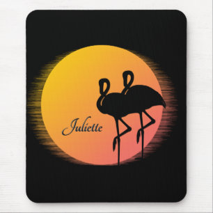 Sunset Flamingos Personal with Name Mouse Mat