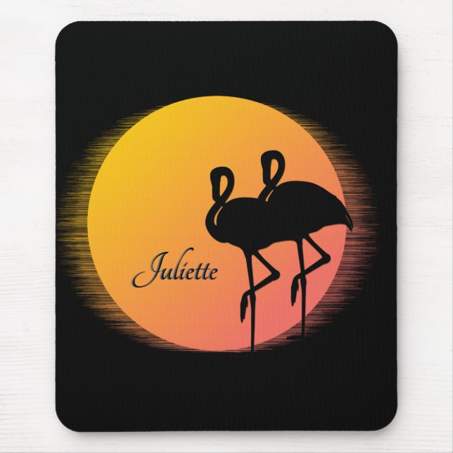 Sunset Flamingos Personal with Name Mouse Mat (Front)