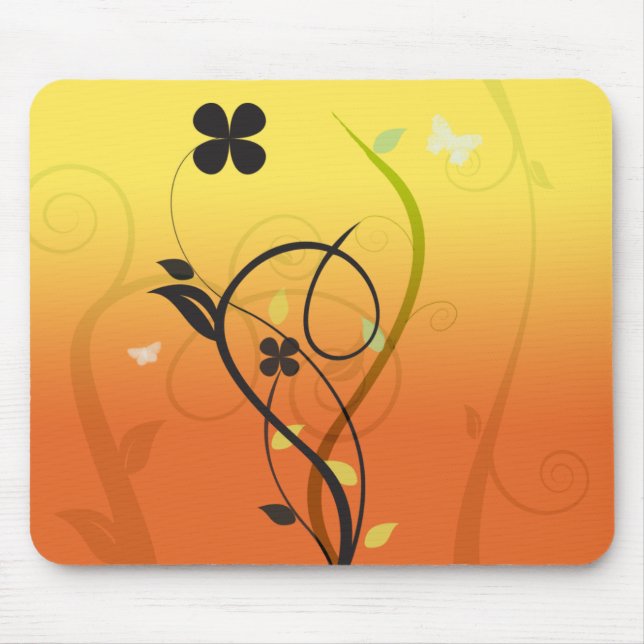 Sunset Floral Illustration Mouse Mat (Front)
