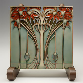 Sunset Flourish Art Nouveau Tile