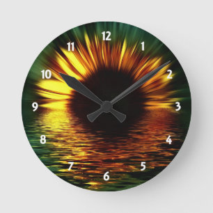 Sunset Flower Round Clock