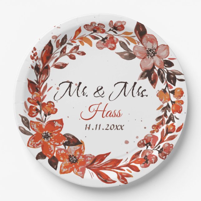 Sunset Flowers Paper Plate (Front)