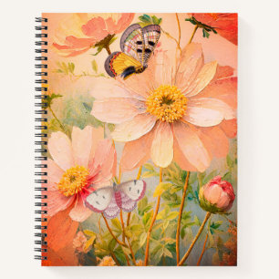Sunset Flowers with Butterflies  Notebook