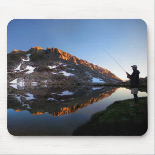 Sunset Fly Fisherman at Guitar Lake - JMT Mouse Mat
