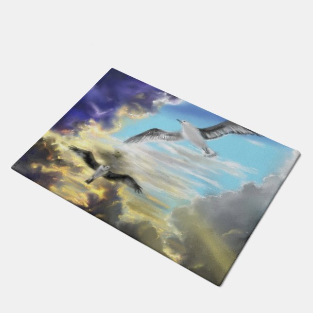 Sunset Flying Seagull Doormat (Angled)