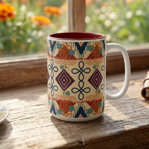 Sunset Folk Art Two-Tone Coffee Mug