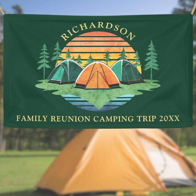 Sunset Forest Camping Green Custom Family Reunion Banner (Creator Uploaded)