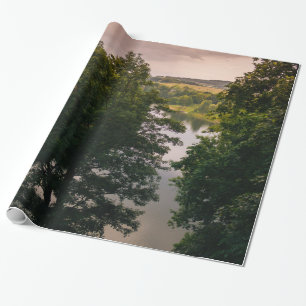 Sunset Forest Lake Landscape Photograph Wrapping Paper