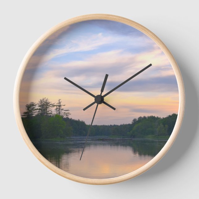 Sunset Forest Lake Wall Clock (Front)