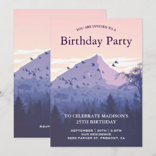 Sunset Forest Mountain Birthday Party Invitation