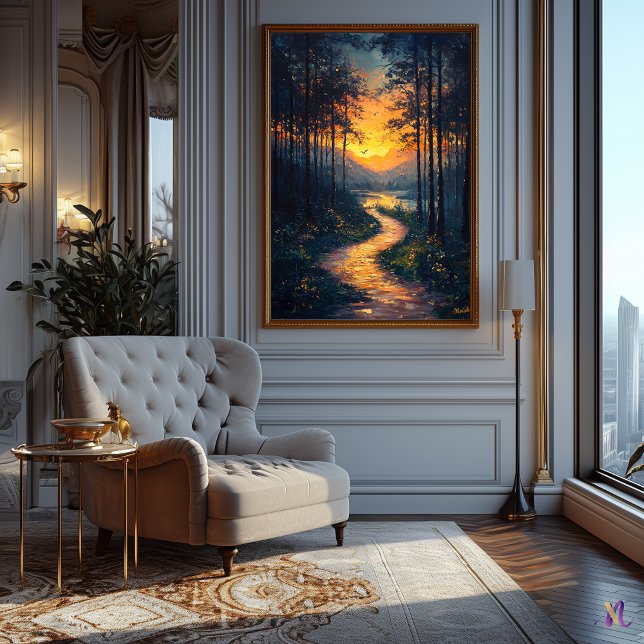 Sunset Forest Path in Impressionist Style Poster (Creator Uploaded)