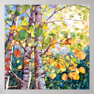 Sunset Forest Watercolor Painting Poster