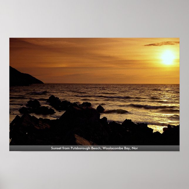 Sunset from Putsborough Beach, Woolacombe Bay, Nor Poster (Front)