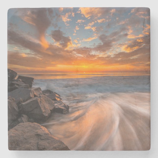 Sunset from Tamarach Beach Stone Coaster (Front)