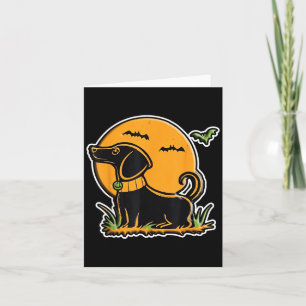 Sunset Full Moon Black Dog Lab Dachshund Halloween Card