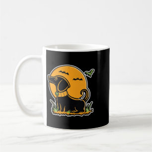 Sunset Full Moon Black Dog Lab Dachshund Halloween Coffee Mug