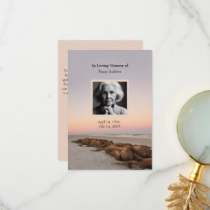 Sunset Funeral Memorial From Family Thank You Card